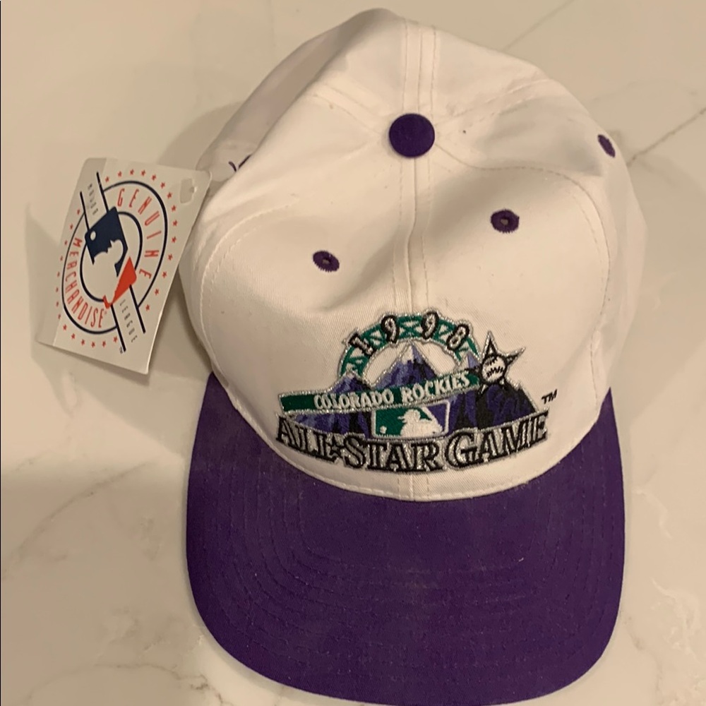 Colorado Rockies 1998 All-Star Game Baseball Hat! White and Purple- Genuine- NWT